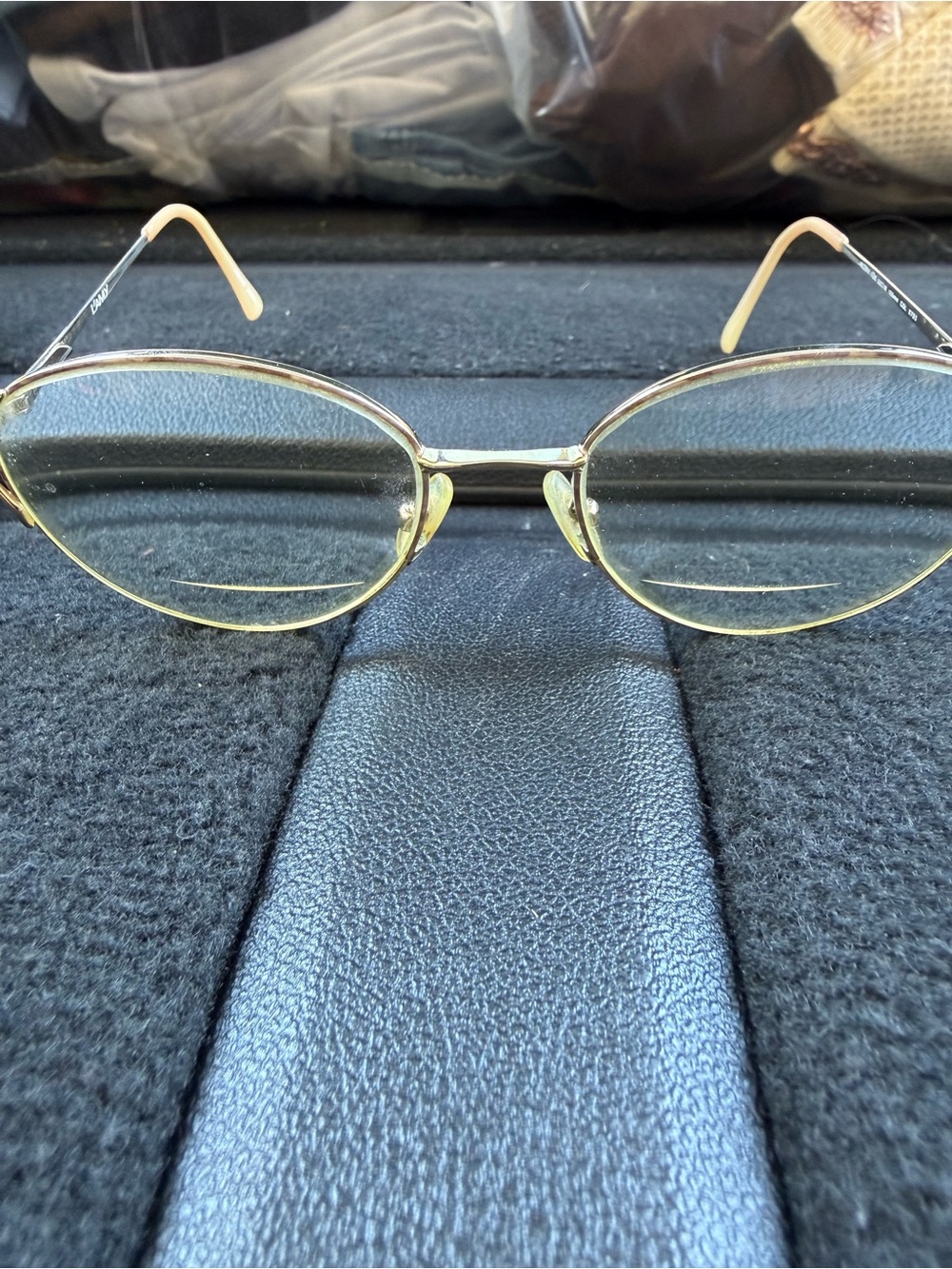 L’Amy Women's Gold Oval Metal Frame Glasses - Yellow Tint Vintage 1980’s France
